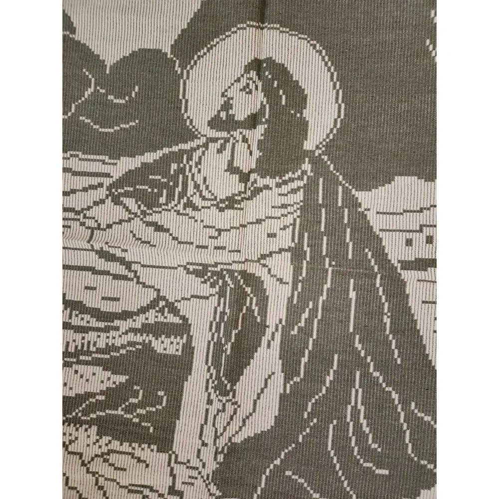 Lithuanian Woven Religious Wall Hanging Jesus Prayer Fringe Tapestry 43x28